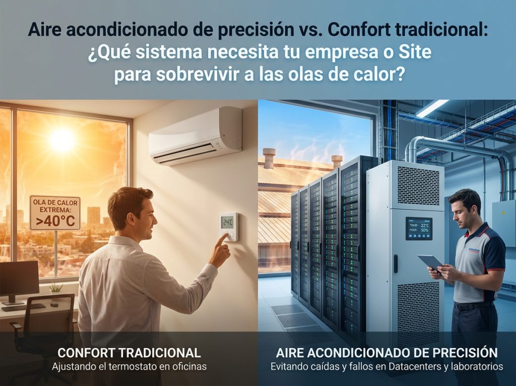 Aire acondicionado de precisión vs. Confort tradicional: ¿Qué sistema necesita tu empresa o Site para sobrevivir a las olas de calor?
